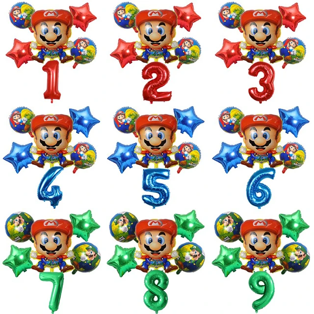 Ensemble de ballons Super Mario Bros pour enfants, fournitures de décoration  de fête, figurines d'anime, Mario Luigi, cadeau d'anniversaire, jouets pour  enfants, 7 pièces - AliExpress