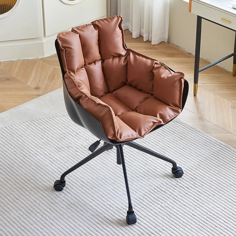 Stretch Light Luxury Office Chair Comfortable Wheels Modern Comfy Chair Bedroom Lazy Cushion Fauteuil De Bureau Home Furniture longue genuine leather light luxury lazy recliner living room bedroom balcony princess beauty bed single sofa collapse
