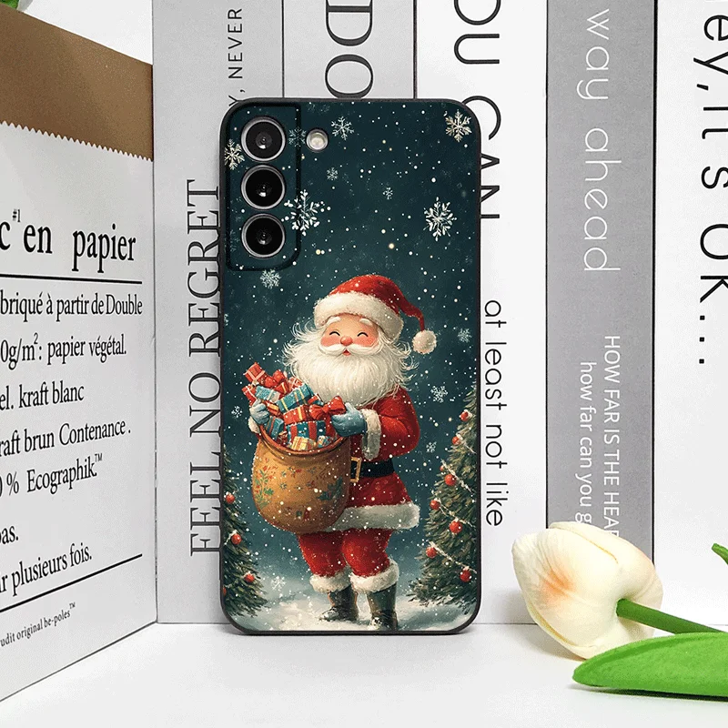 Festive Santa Claus & Christmas Tree Design Soft Phone Case Cover