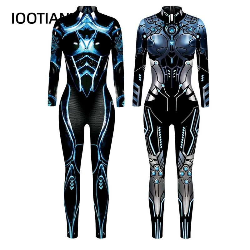 

IOOTIANY Combat Armor Pattern 3D Printed Halloween Cosplay Costume Women Jumpsuit Bodysuit Adult Carnival Party Clothing