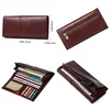 RFID Genuine Leather Men's Long Wallet First Layer Cowhide Leather Large Capacity Clutch Slim Card Holder Purse Wallet 4