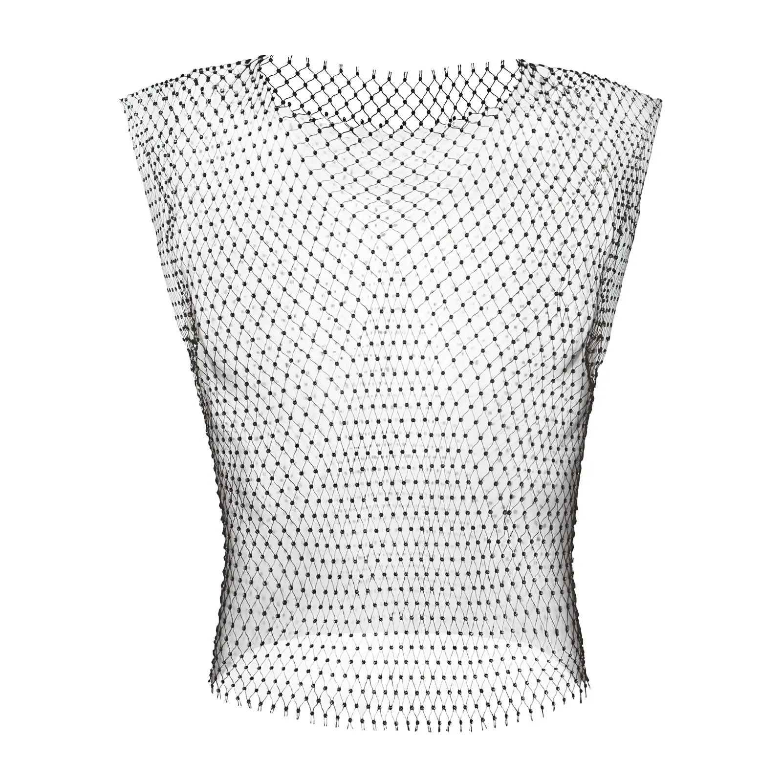 Men Sexy Tank Tops Fishnet Rhinestone Shiny Hollow Vest Man Mesh See-Through Sleeveless T-Shirt Transparent Clothing 6
