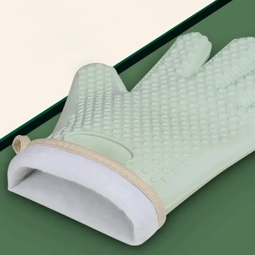 Silicone Oven Mitts, Kitchen Gloves, Silicone Oven Gloves, Silicone Oven Protector, Silicone oven gloves to prevent burns, thick baking mat, heat resistance, insulation, kitchen, microwave, 5 fingers