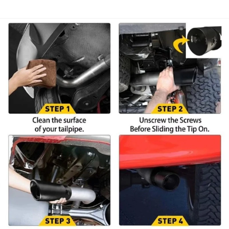 Exhaust Pipe Tip Universal Car Exhaust Pipe Car Rear Modification Parts Black Stainless Steel Exhaust Tip Tail Pipe Throat Liner Accessories