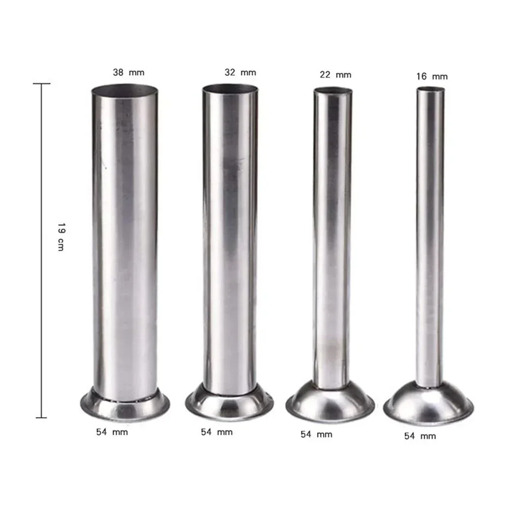 4Pcs Stainless Steel Sausage Stuffer Filling Tubes Funnels Nozzles Spare Parts Silver-Practical Kitchen Accessories sausage stuffer