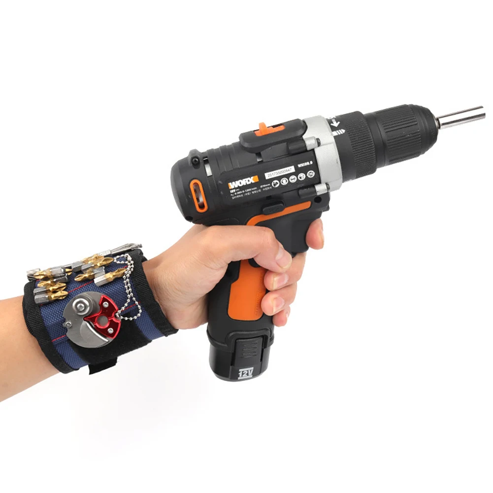Magnetic Wristband Portable Tool Bag 3/5 Magnet Wrist Tool Belt Screws Nails Drill Bits Bracelet Repair Red Blue