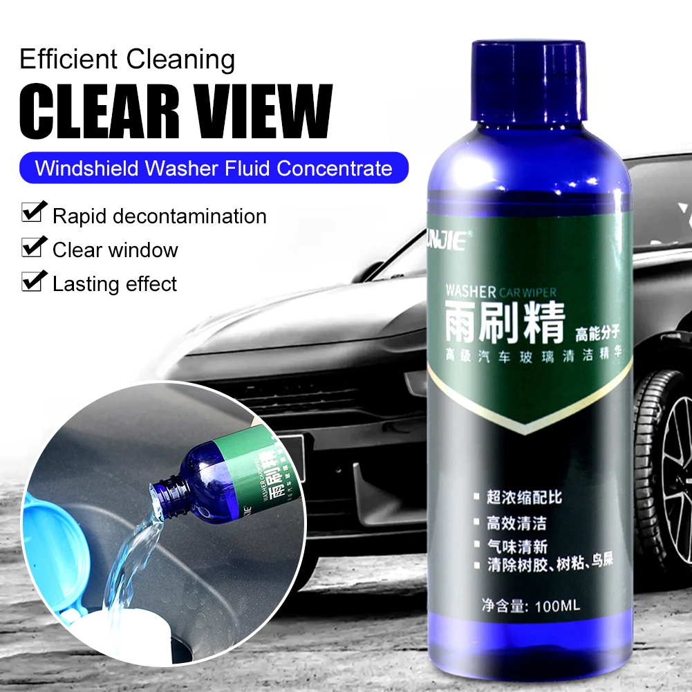 

100ML Car Windshield Washer Fluid 1:40 Concentrate 1Bottle for 4L Oil Film Dirt Remover Essence Glass Cleaning Fluid Accessories