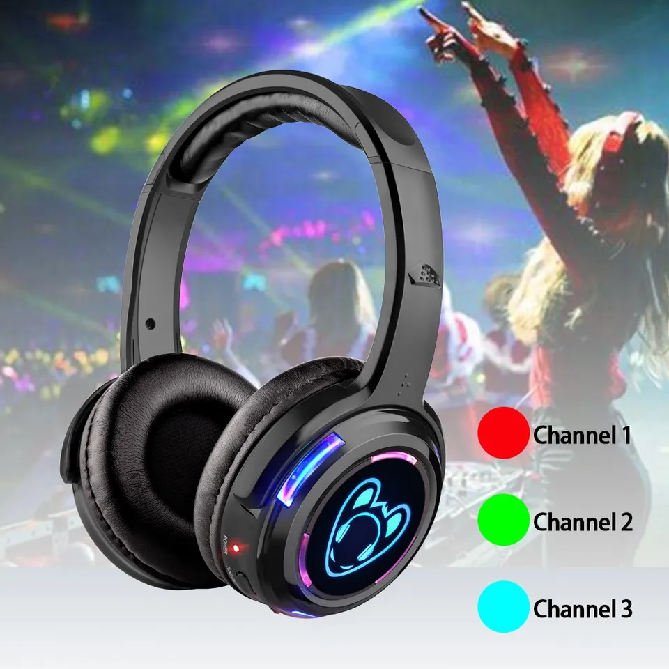 Rf Headphones RF Silent Disco Headphones LED Rechargeable Wireless