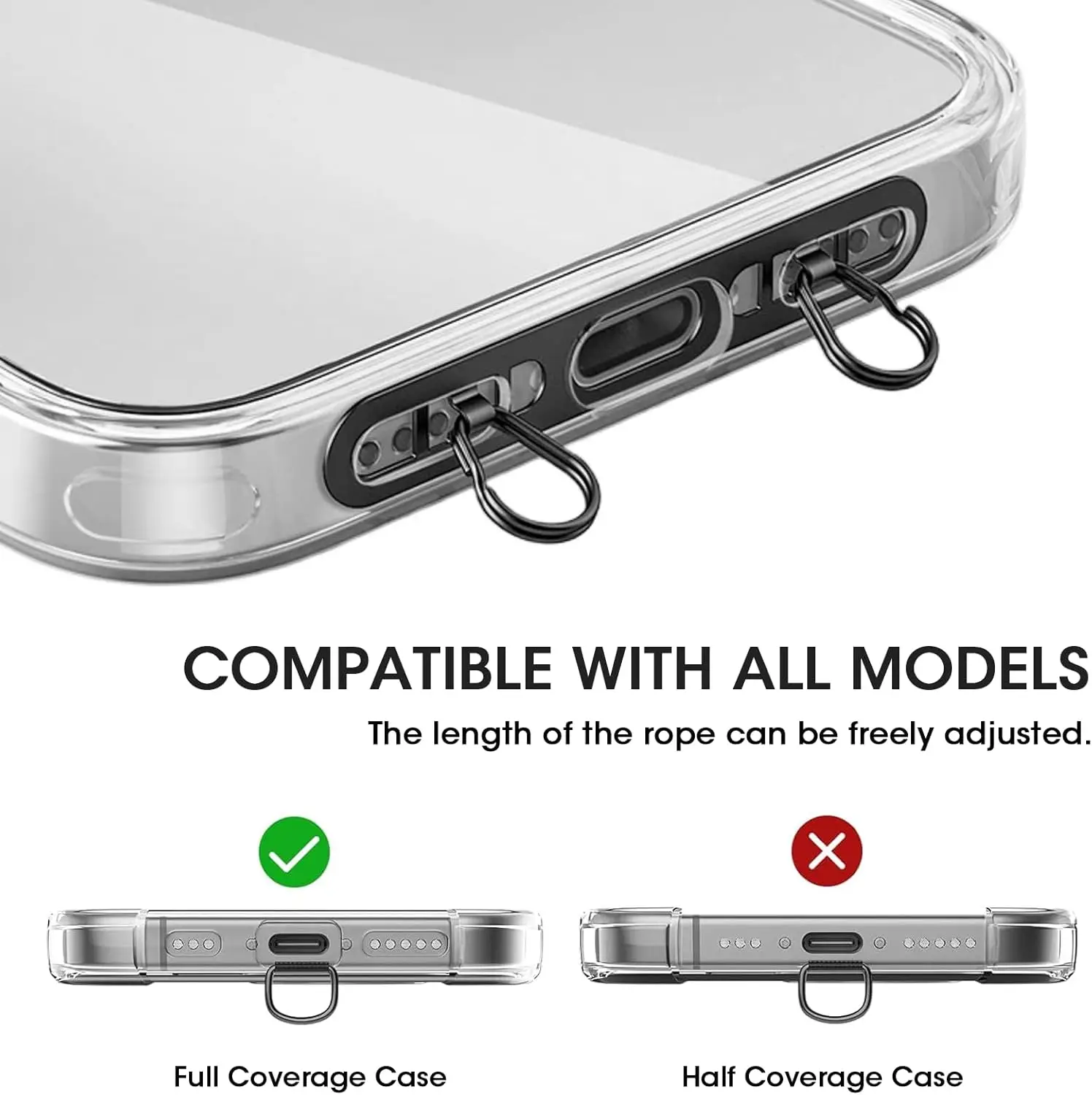 Cell Phone Lanyard, Upgraded Double Buckle Hole Ring Cell Phone Lanyard Patch and Adjustable Neck Strap No-Residue Adhesive-Free 4