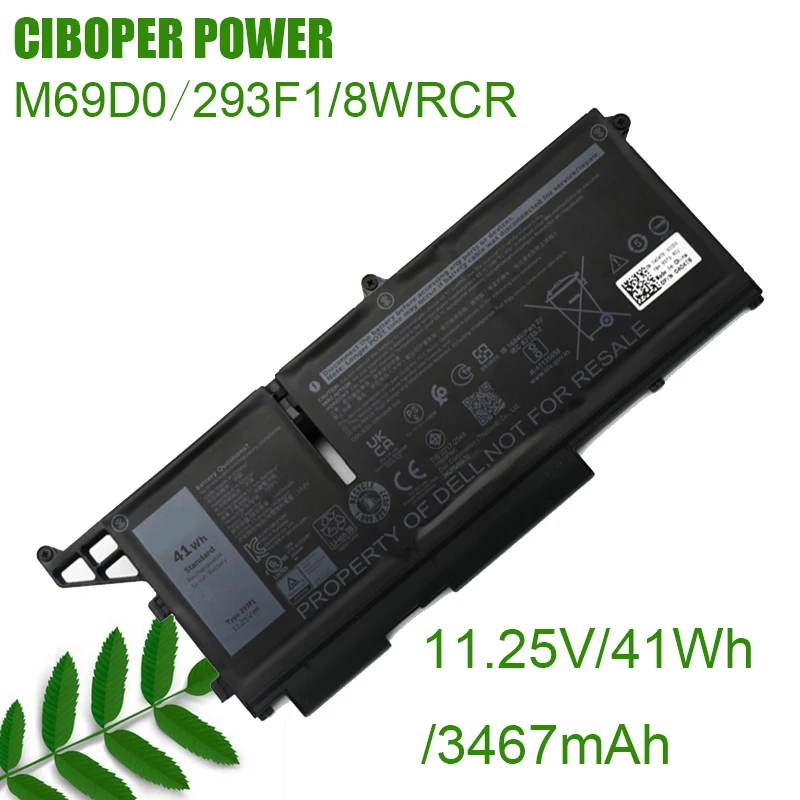 

CP Genuine Laptop Battery M69D0 293F1 11.25V/41Wh/3467mAh Replacement For 8WRCR01VX5 404T8 51R71