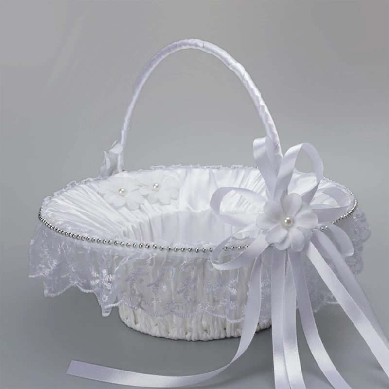 

Женская корзина с розовыми цветами, изысканная белая кружевная ткань для выпускного вечера, банкета, торжественных мероприятий