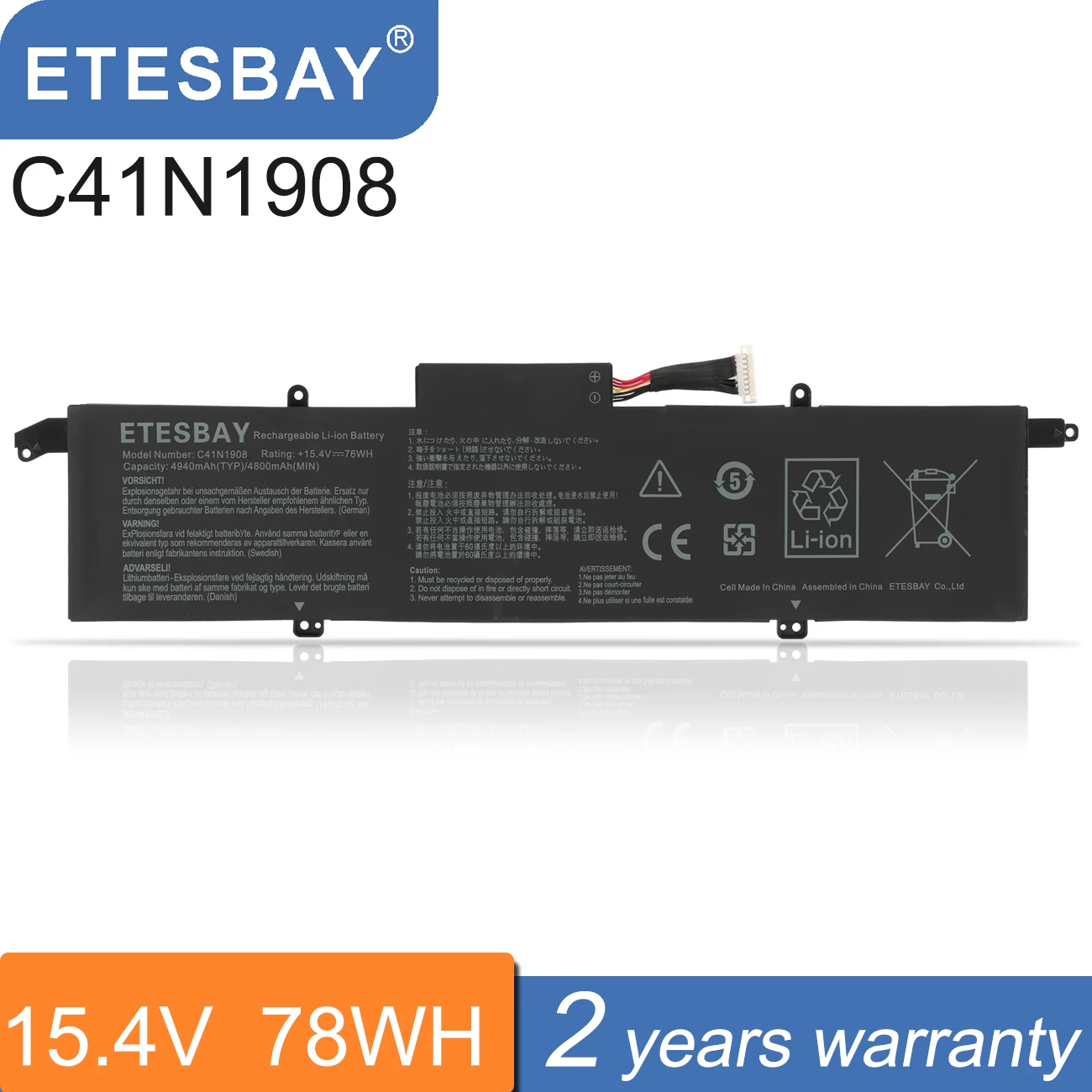 Etesbay-bateria do Portátil para Asus Rog Zephyrus G14 Ga401ii Ga401iv Ga401ih Ga401iu Series Notebook C41n1908 15.4v