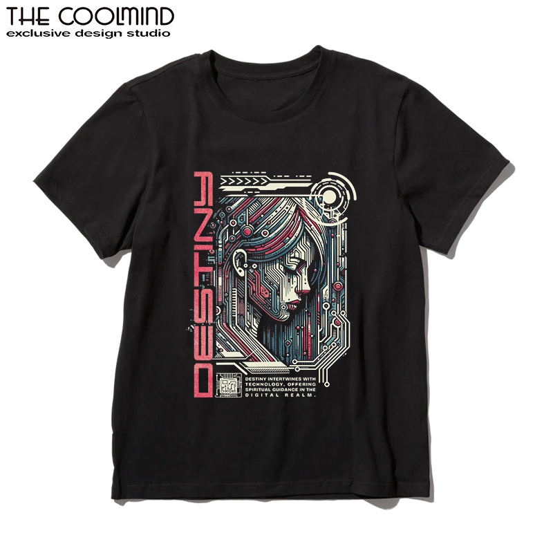 Coolmind U0028-T2 Cool Short Sleeve Men T Shirt Funny Graphic Men Tshirt Big Size 100% Cotton Men Tee Shirts