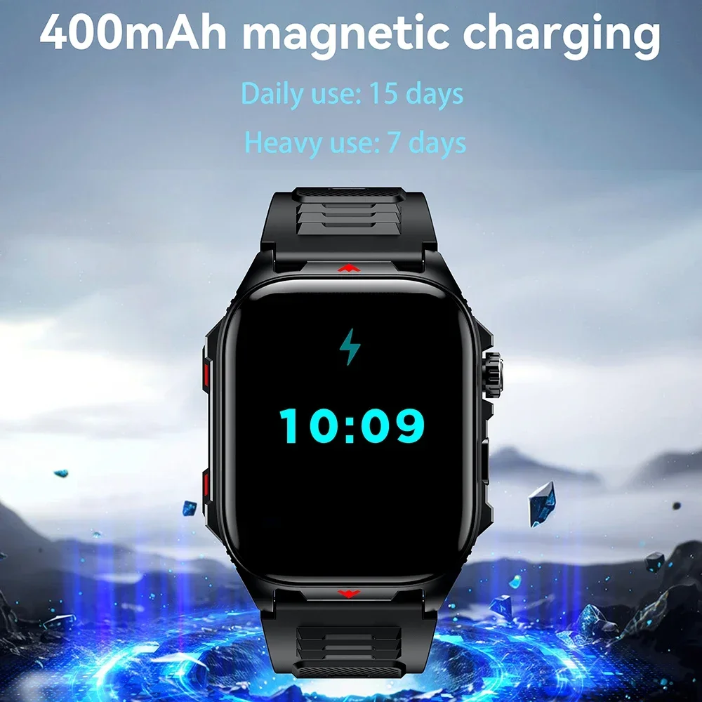 Men Smart Watch 400mAh Fitness Clock Wireless Call Smartwatch IP68 Waterproof LED Flashlight Watches for Woman Android IOS 2025