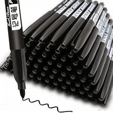 

10 PCS Double-headed Oily Marker Pen Quick Drying Waterproof Marker Pens Black Ink Signature Pen Office Stationery Supplies