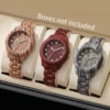 3PCS/Set Women Watches Fashion Wooden Pattern Plastic Band Girls Quartz Watch Reloj Mujer Clock Gift（Without Box） 1
