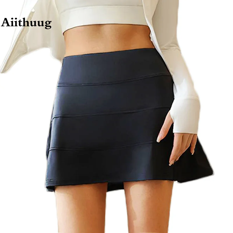 Aiithuug Tennis Skirt Golf Shorts Golf Skirt Back Front Two Design Gym Shorts Fake Two Pieces Workout Sports Athletic Skorts