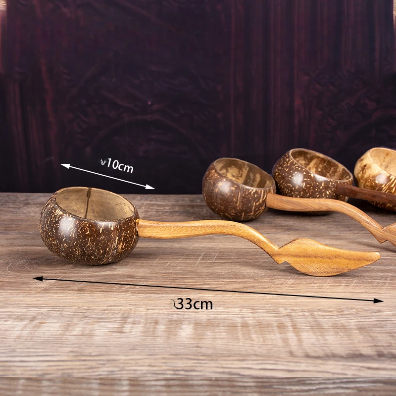 Wooden Coconut Shell Simple Water Scoop Household Wooden Bath Scoop Watering Spoon Tea Ceremony Creative