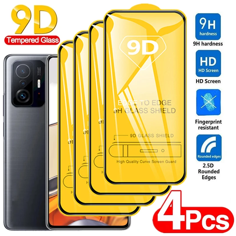 

9D Full Cover Tempered Glass for Xiaomi Mi 11T Pro 10T 9T 11 12 Lite 13 Poco X3 NFC X4 X5 Pro 5G F4 GT F3 M3 M4 Screen Protector