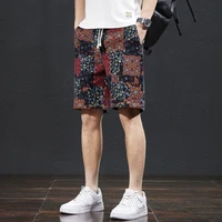 Beach pants men's summer thin ethnic style printed capris, trendy loose, elastic, breathable BOY's shorts 1