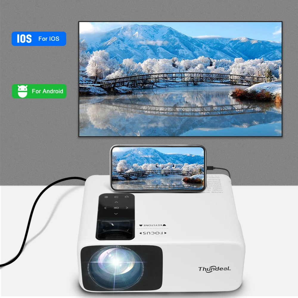 Portable Projector Video Projector ThundeaL TD93Pro Full HD 1080P 2K 4K Video WiFi Home Theater Cinema 3D Smart Phone Beamer