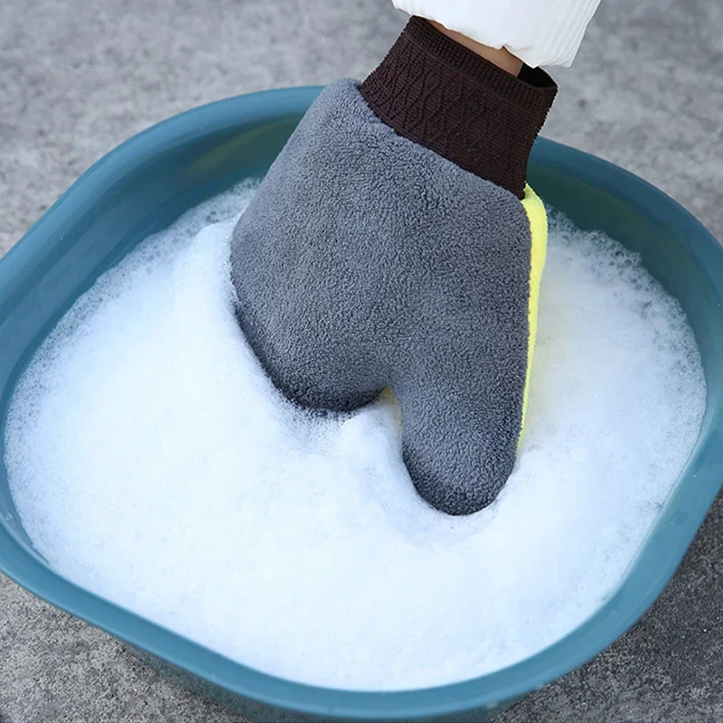 Bearpaw Coral Velvet Car Cleaning Gloves Microfiber Thumb Car Wash Gloves Beauty Supplies Cleaning Tools