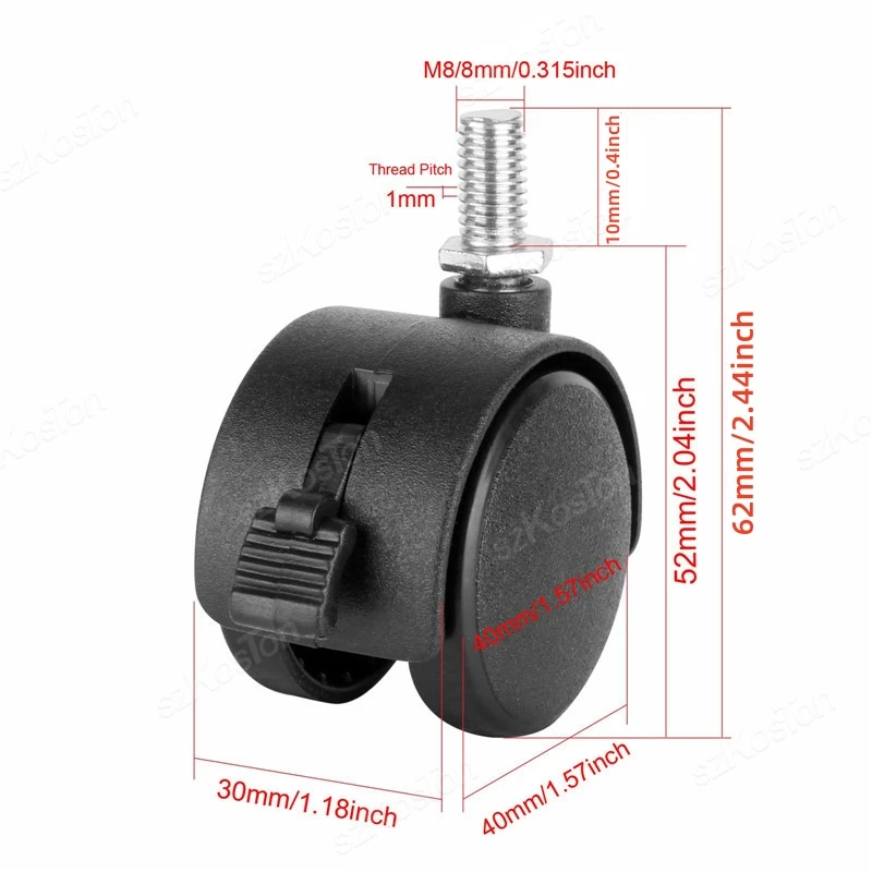 Furniture Casters 4 Pcs/pack Universal Mute Caster M8 Wheel 1.5Inch Replacement Furniture Table Drawers Cabinets Swivel Rollers 360 Degree Wheels
