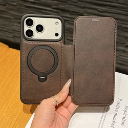 Premium Magnetic Flip Leather Wallet Case with Card Holder and Stand Feature - iPhone 15 (Coffee)