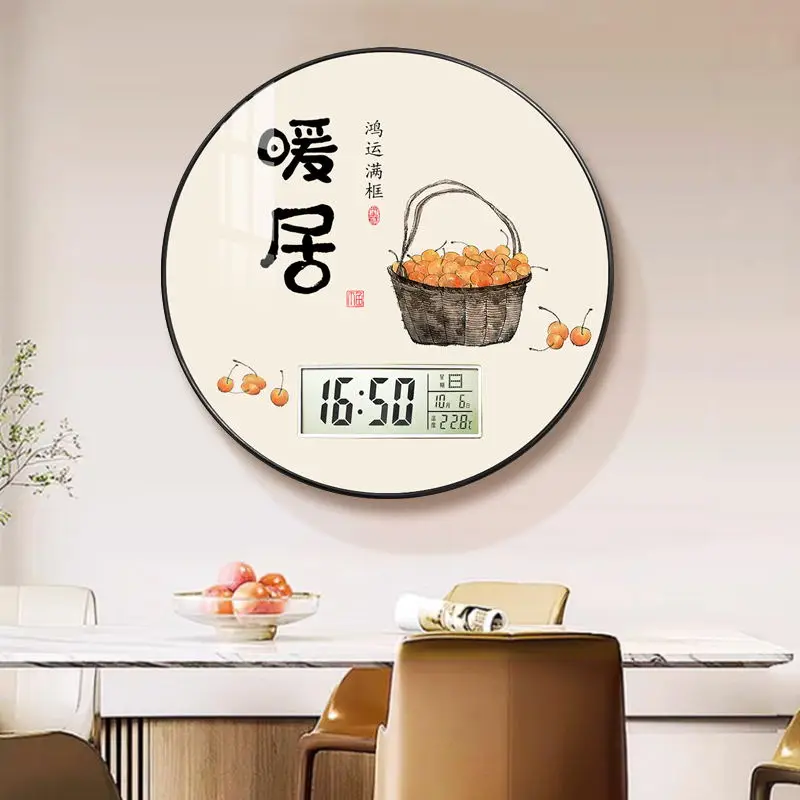 Modern wall clock for living room, home use, creative, silent, drill-free wall-mounted decorative painting electronic clock - 3