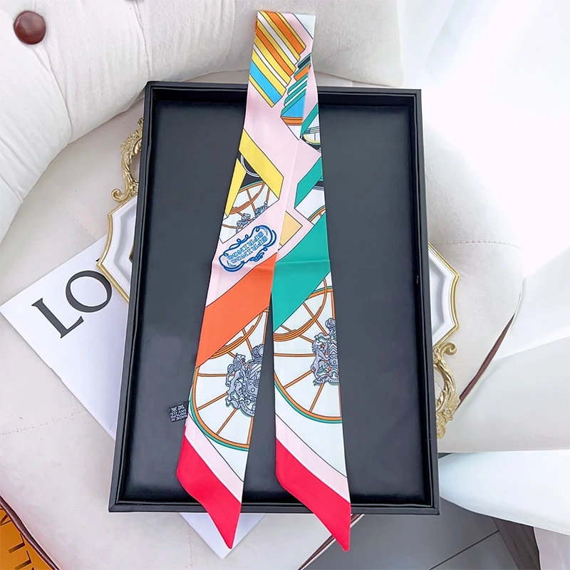 Fashion New Women\'s Versatile Hot Sale Pumpkin Carriage Binding Bag Ribbon Hair Band Decorative Ribbon Small Scarf Silk Scarf
