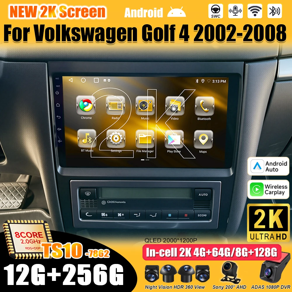 Android 16 para Volkswagen VW Golf 4 IV LHD 2002-2008 Jetta MK4 Classics Reproductor Multimedia de Video Sistema Inteligente Pantalla Táctil 1