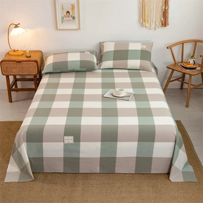 210x230cm Polyester Cotton Bed Sheet Skin-friendly Soft Jacquard Washed Cotton Coarse Cloth Bed Sheet 2