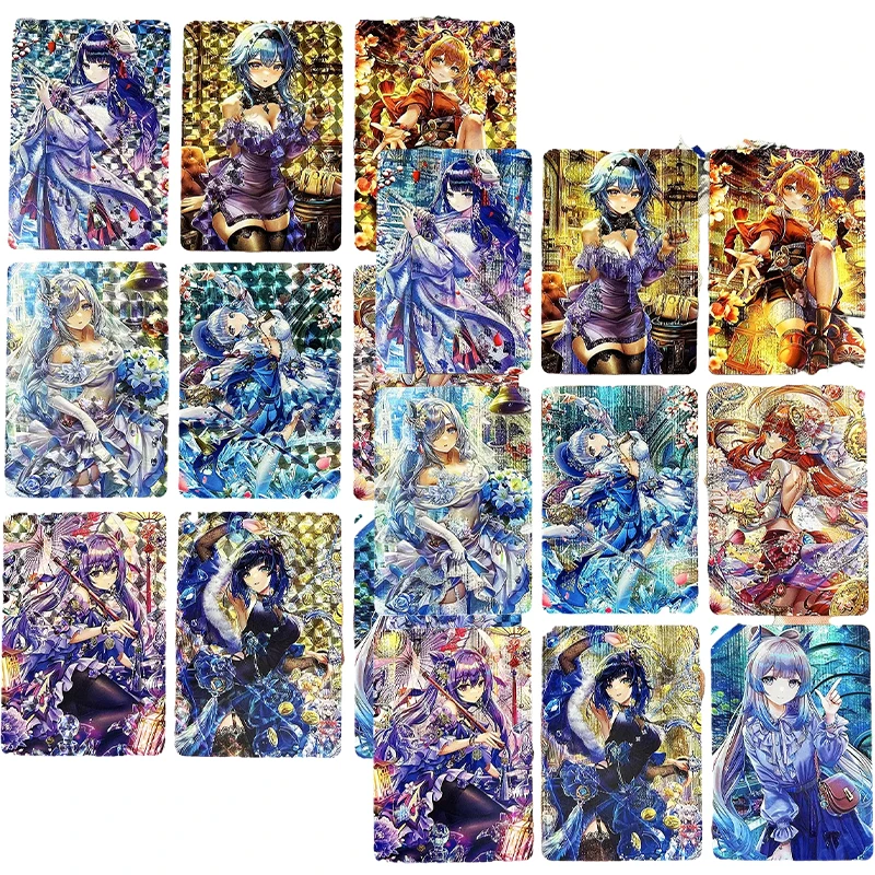 

9Pcs/set Diy Anime Genshin Impact Game Flash Cards Figure Mona Ganyu Keqing Yoimiya Sweet Sexy Collection Card Birthday Gift Toy