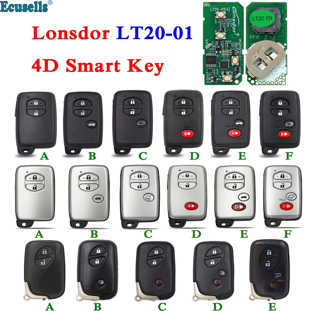 New Lonsdor LT20-01 Universal 4D PCB Smart Remote Car Key Keyless for Toyota Lexus Work with K518 K518ISE KH100+ Series