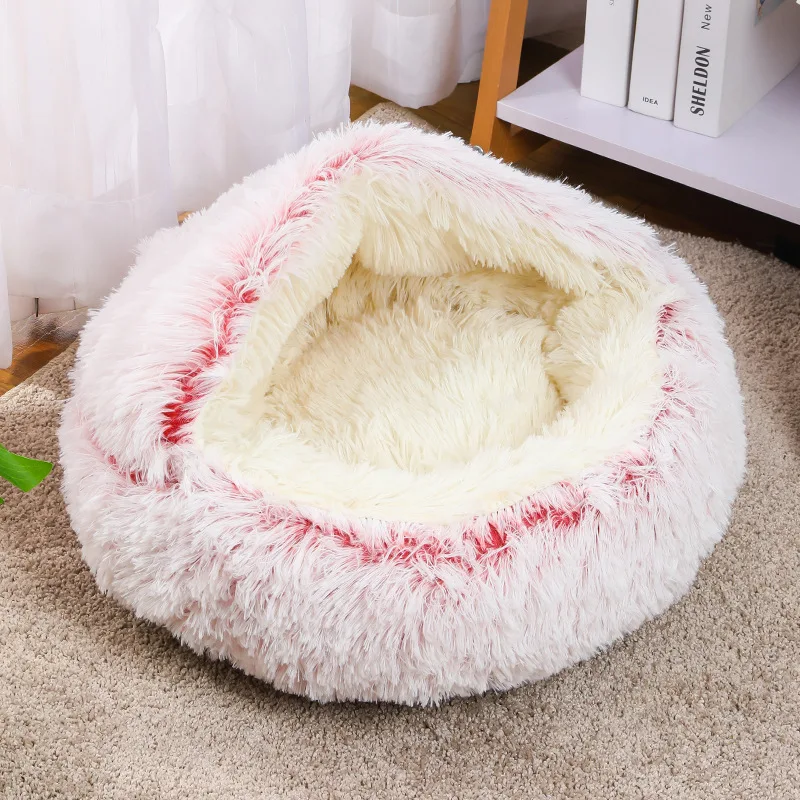 

Off-the-shelf winter warm shell plush cat litter dog litter semi-closed round cat sleeping bag dog bed pet litter