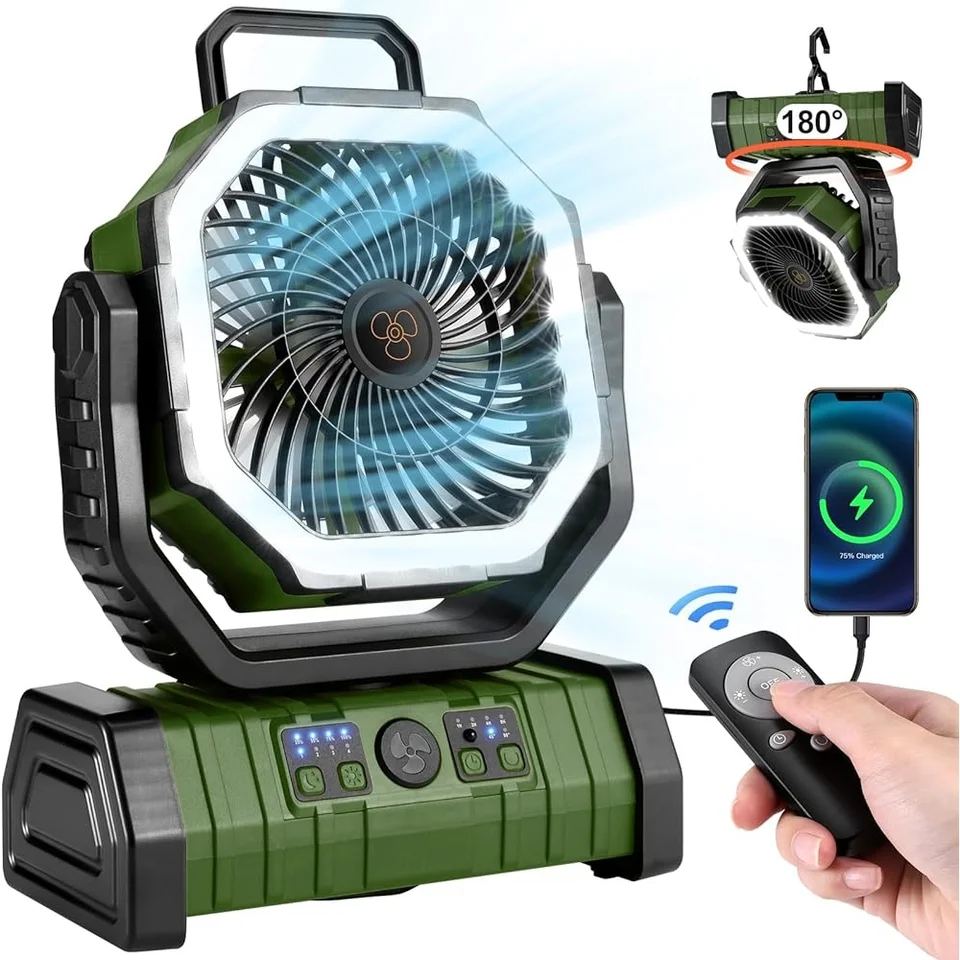 Portable Rechargeable Camping Fan LED Lantern