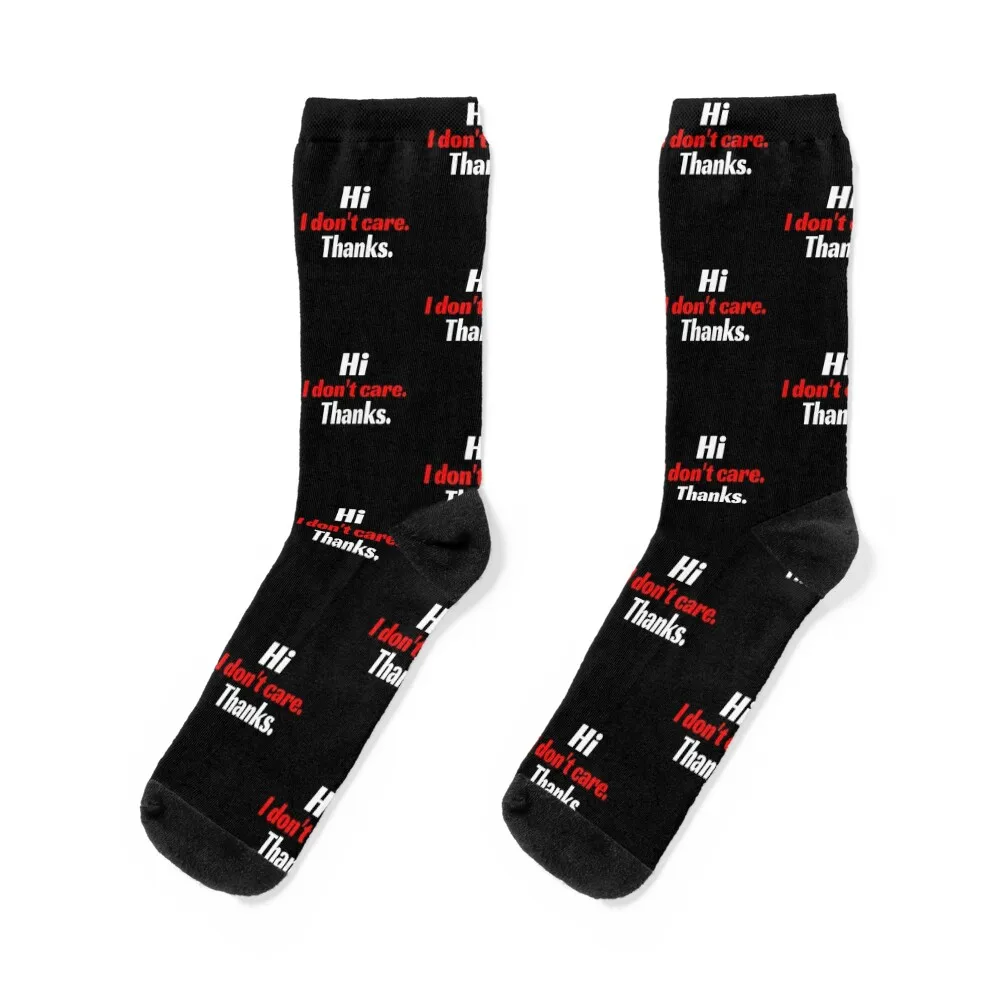 

Hi I Dont Care Thanks Mood Funny I Do Not Care Thank You Socks shoes Rugby retro Non-slip Socks Ladies Men's