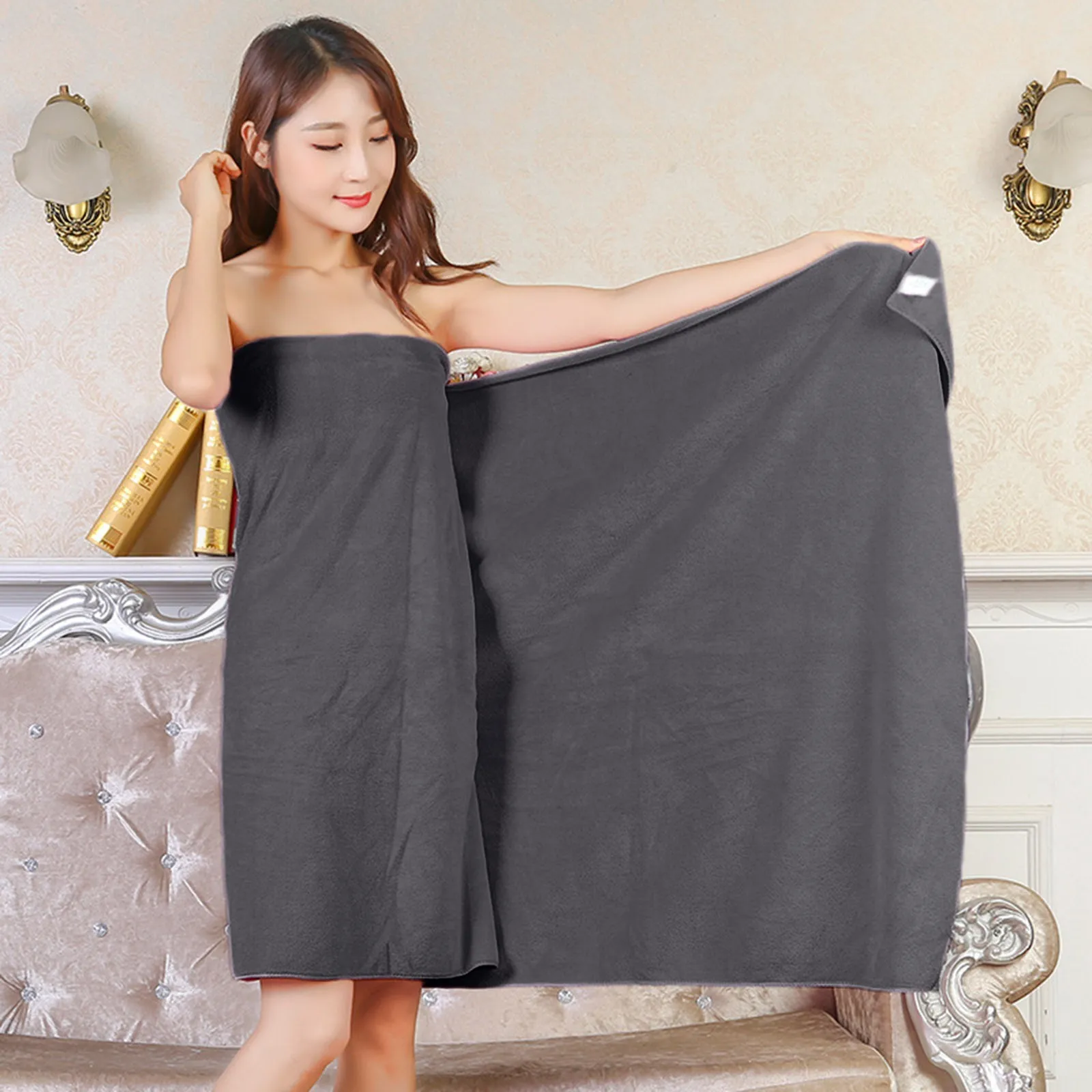 430g 80*180 Beauty Salon Bed Towel Large Bath Towel Absorbent Bath Towel Household Adult Bath Towel Grey Men Bath Towel 5