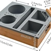 Couch Cup Holder with Sturdy Bamboo Bottom Tray and Anti-Spill Washable Silicone Liner for Eating on Couch or Bed TV-Watching 5