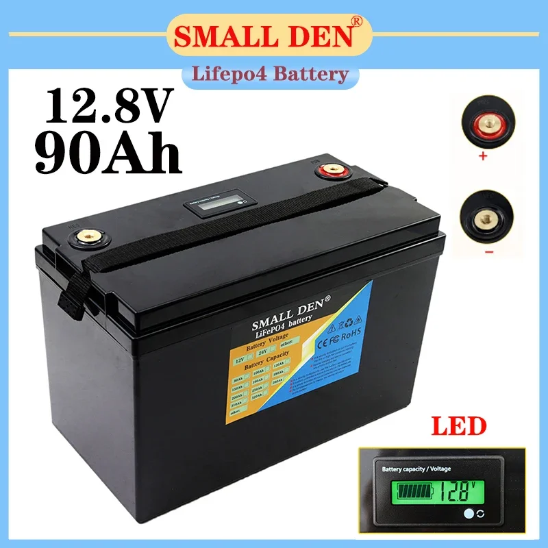 

12V 90Ah LiFePO4 Battery 3000 Cycles For 12.8V 90000mah RV Campers Golf Cart Off-Road Off-grid Solar Wind battery