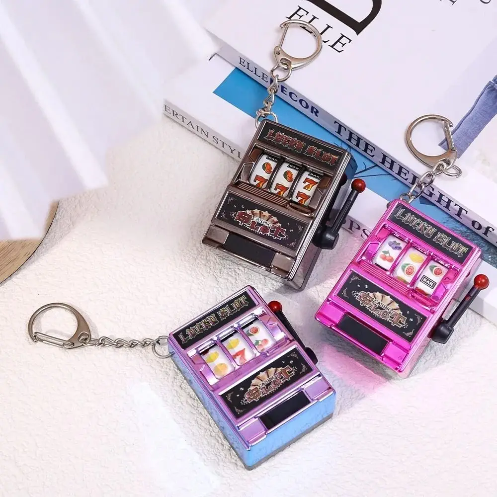 Plastic Mini Slot Machine Toy Keychain for Kids and Adults