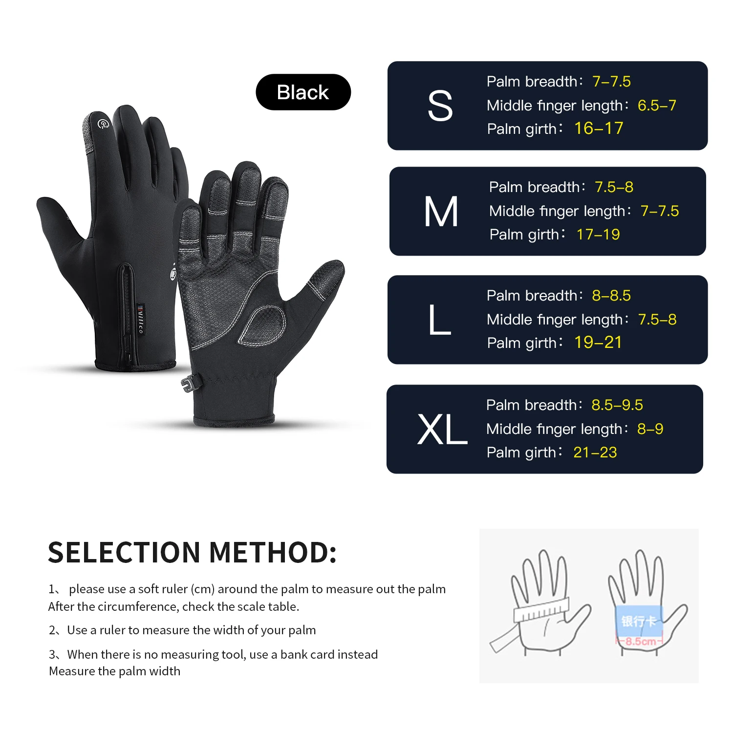Outdoor Winter Cycling Skiing Gloves Black Waterproof Warm Touchscreen Anti-slip Mountaineering Motorcycle Ski Gloves