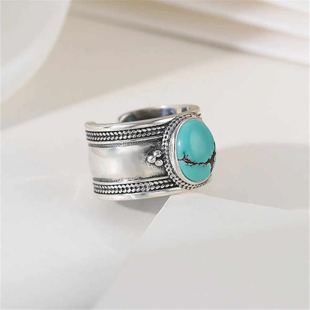 Ring Blank for 8x10mm Oval Cabochons Antique Style Ring Setting Thai Sterling Silver Adjustable Ring Base RB415S