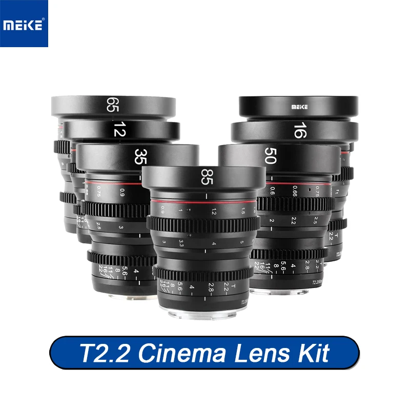 Meike 12/16/25/35/50/65/85Mm T2.2 Cinema Lens Kit Grande Apertura Messa A Fuoco Manuale Prime Cine Lens Per M43 Fuji Sony
