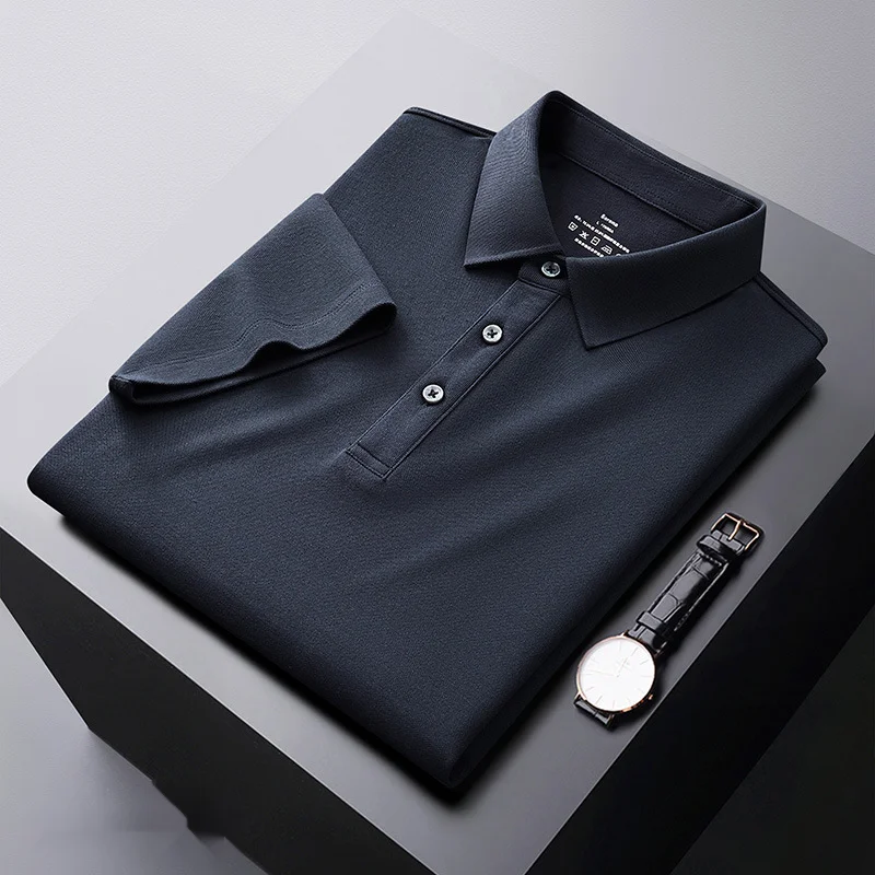 Tricou polo de vară cool pentru bărbați, culoare solidă, guler polo, afaceri casual, mânecă scurtă, tricou cu guler și mânecă jumătate_voghion.com