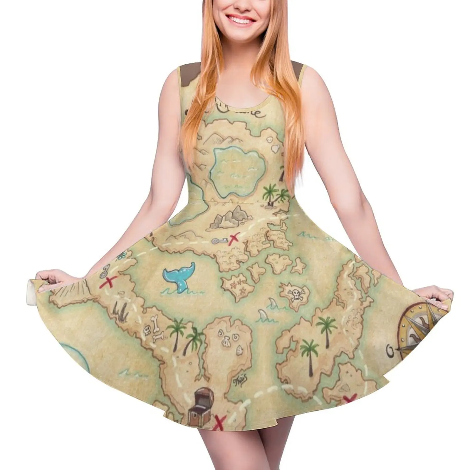 Treasure map Sleeveless Dress elegant womens sets Female dress dresses for women 2024 dresses for womens 2024