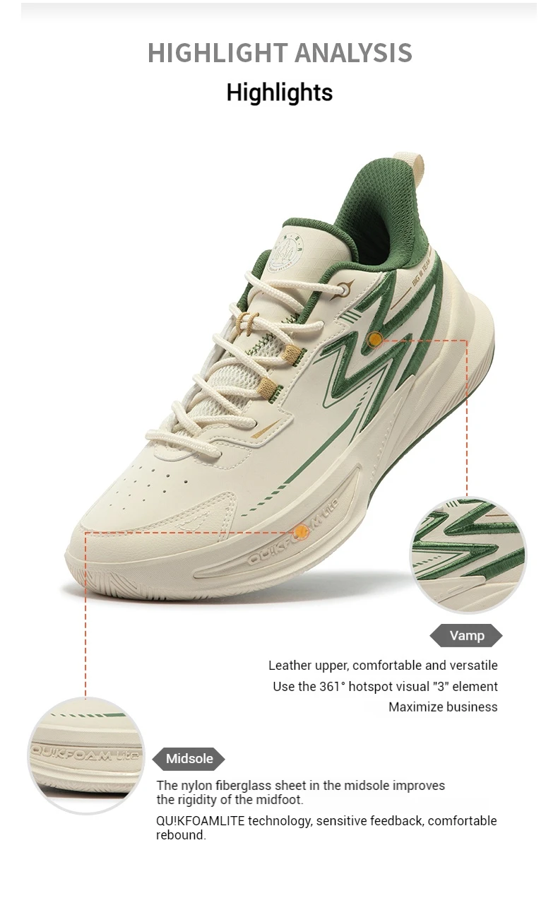 Tênis de couro de basquete masculino, resistente ao desgaste, tênis de tornozelo, amortecimento esportivo, 361 graus BIG3 Team 2.0, 672431124