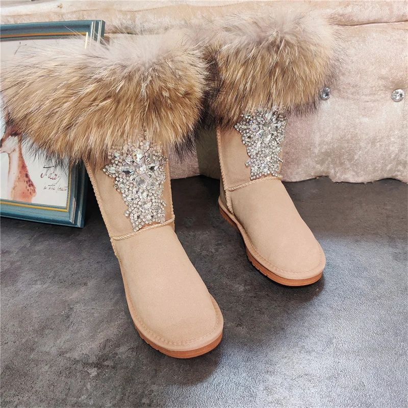 

Fur one-piece boots Vintage Rhine boots Handmade custom fox hair boots Winter warm boots men and women plus size 35-44