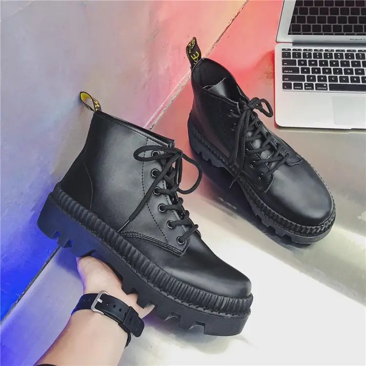 

Men's Footwear Autumn High-top Thick-soled Leather Thick-soled Waterproof Motorcycle Boots