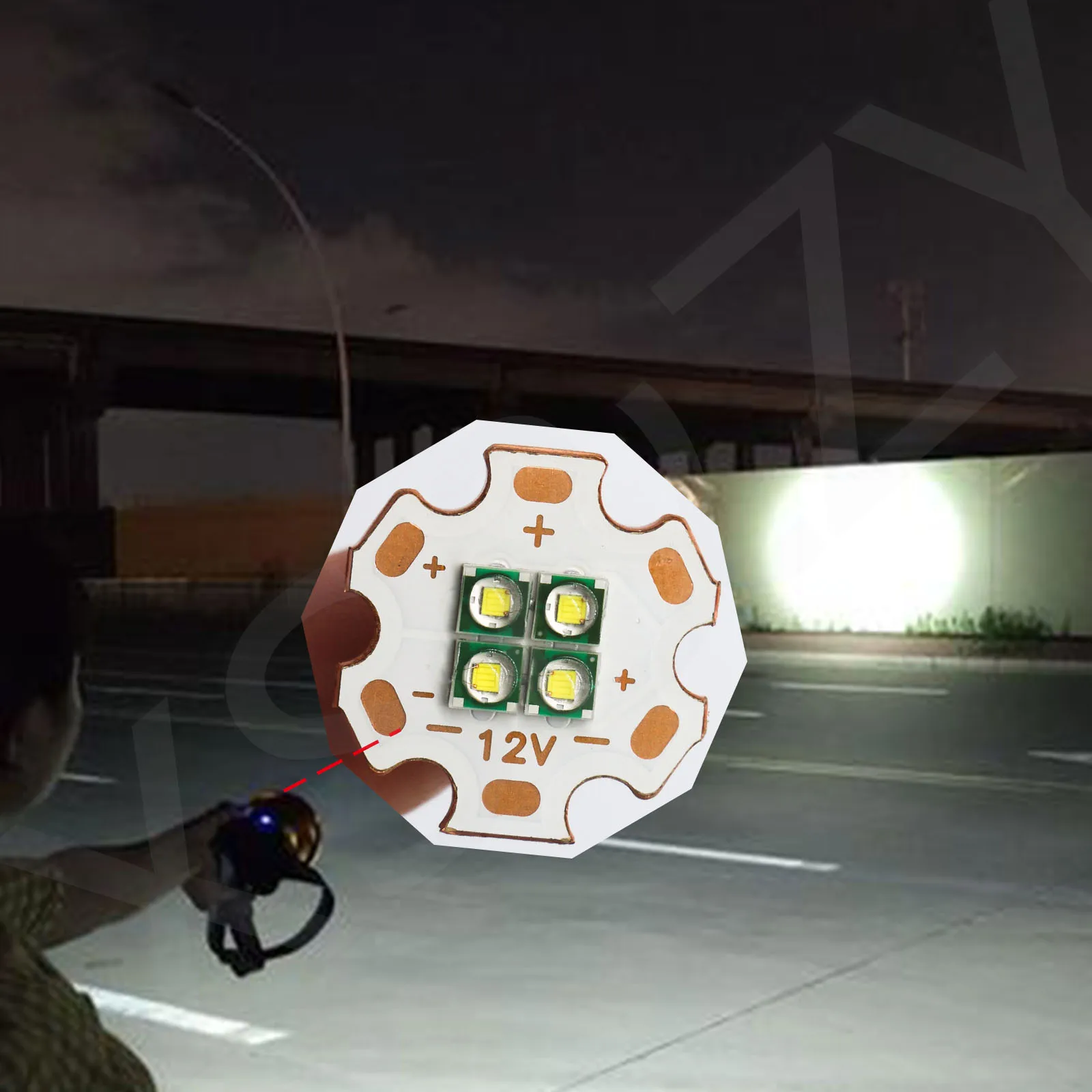 LED 비즈 토치 손전등 교체용 구리 3535, 자동차 헤드라이트 조명 DIY, 고출력 백색 다이오드, DC12V, 12W, 20mm